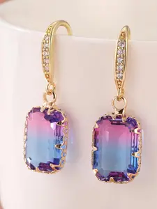 Fashion Colorful Artificial Crystal Decor Dangle Earrings, Elegant Jewelry for Party, Daily Clothing Decor, Trendy All-match & Exquisite Jewelry for Birthday Gift