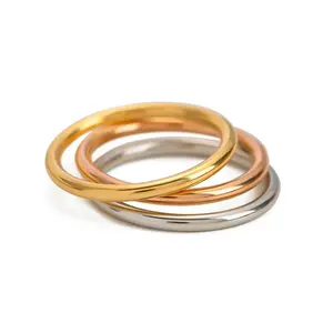 3-Tone Minimalist Ring Set-Versatile Fit for Everyday Wear
