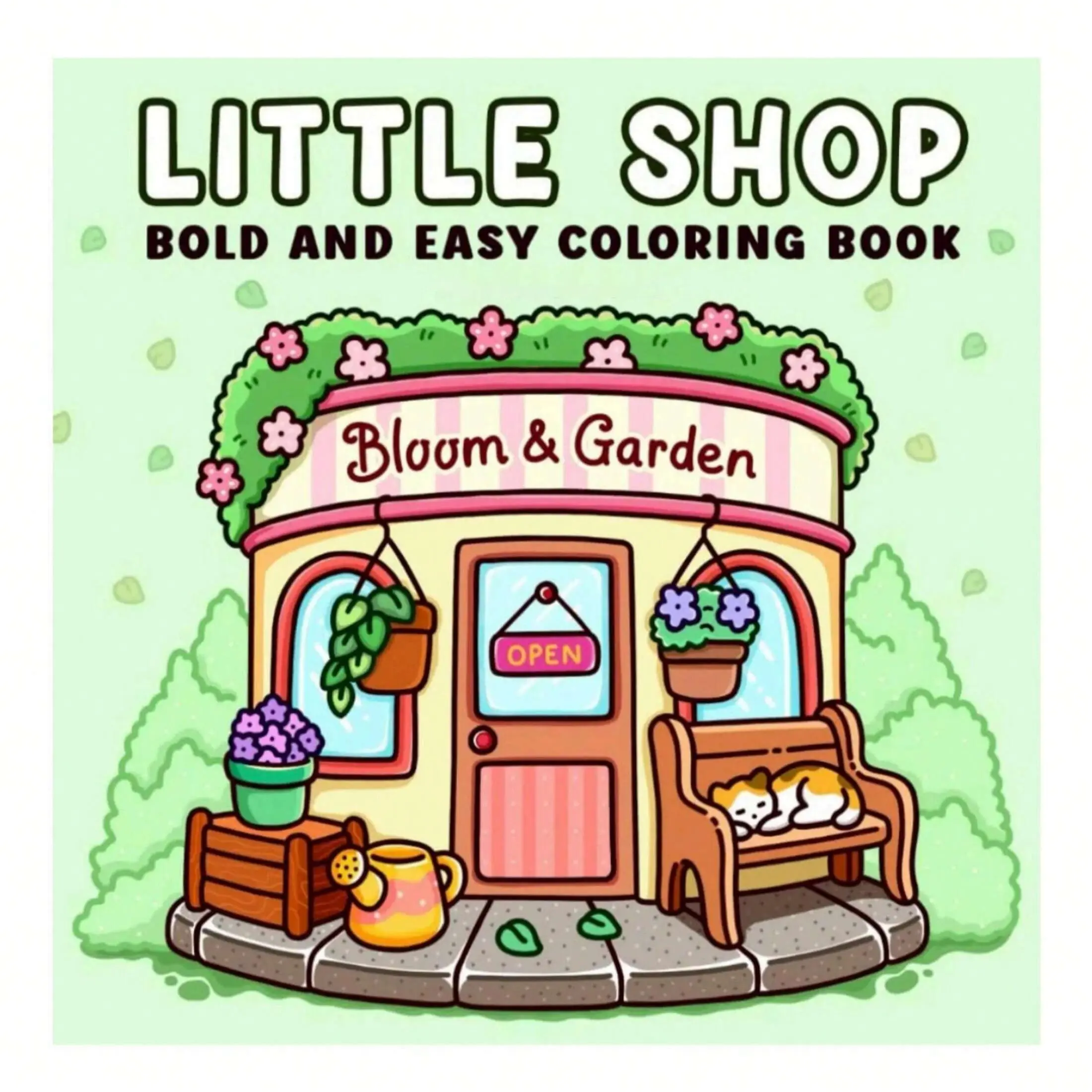 Hand-Drawn Essential Little Shop Coloring Book, Healing Drawing Coloring Book for Beginners, Stress Relief Relaxation Graffiti, Adult & Teenage Creative Coloring Book, Large Design, Perfect Gift, Art Therapy