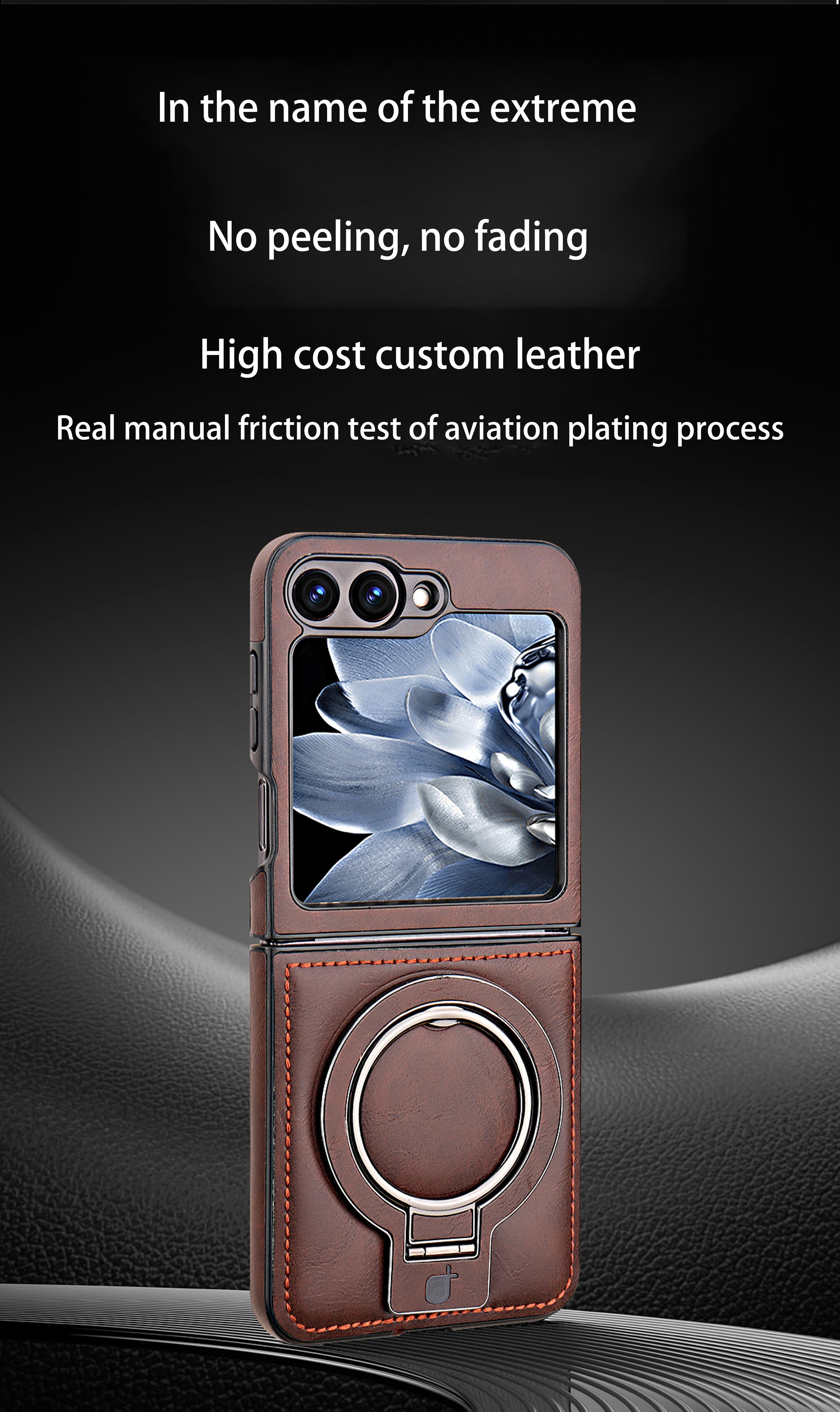 New Luxury High-end Leather Magnetic Folding Stand Phone Case for Samsung ZFlip7/ZFlip6/ZFlip5/ZFlip4/ZFlip3 Foldable Screen Business Full Shockproof Protective Case