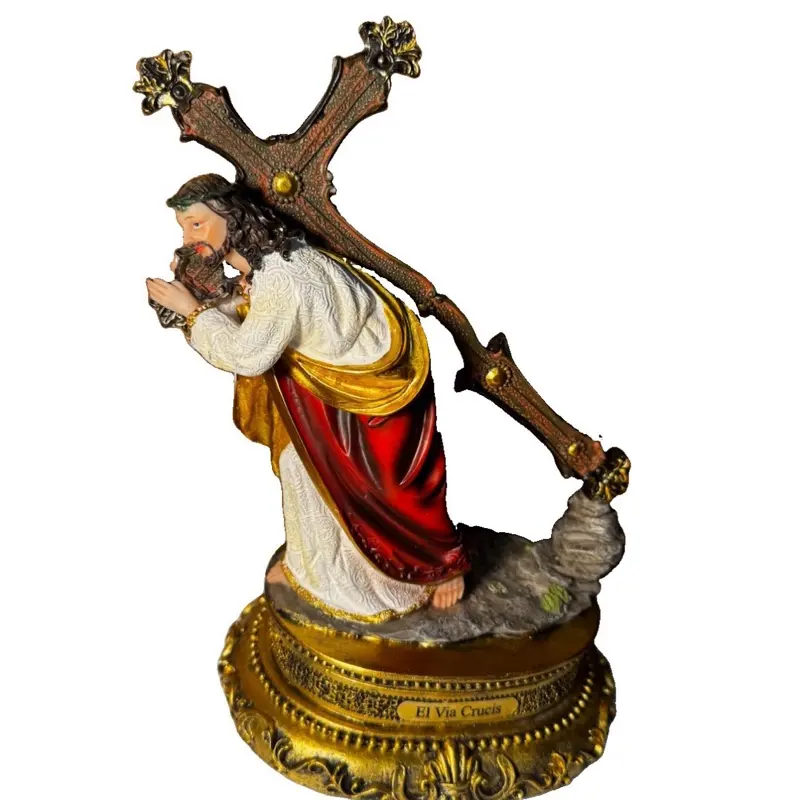 12” Jesus Carrying the Cross Statue | El Via Crucis Figurine | Catholic Home Decor | Christian Gift | Religious Resin Figure