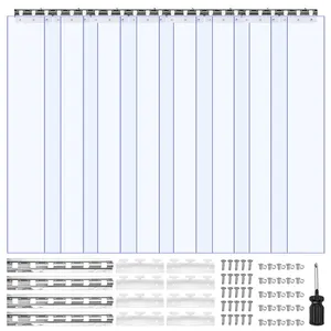 VEVOR Clear PVC Strip Curtain,  , 84 in Height x 48 in Width x 0.08 in Thickness, 8 PCS Walk in Freezer Cooler Curtain Strips, Thermal Insulating Plastic Door Strips for Warehouse, Freezer, Garage Doors