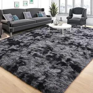 1pcs Tie-Dyed Light Grey High Pile Anti-Skid Rectangular Rug - Ultra Soft, Skin-Friendly, Easy to Clean, Machine Washable, Durable Throw Rug for Nursery, Living Room, Bedroom, and Multi-Scene Use