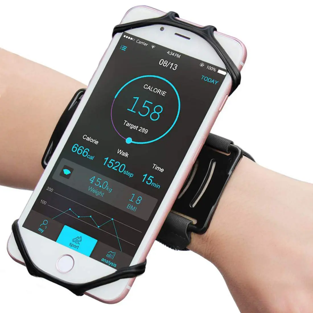 Adjustable Wristband Phone Holder, 360° Rotatable Wristband Phone Holder, Outdoor Sports Wristband for Trail Running, Hiking, Cycling, Jogging Equipment