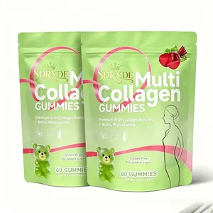 SDRXDE Multi Collagen Soft Candy, packaged in two packs of 120 capsules - high-quality fish collagen peptide+biotin and multiple vitamins, gluten free, sugar free, vegan mixture, used for skin, hair and nail health support
