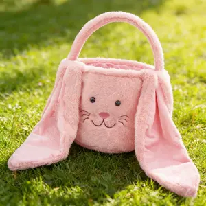 Cute Plush Easter Bunny Basket for Kids, Big Ear Design, Soft Cuddly Gift, Perfect for Boys & Girls, Ideal Easter Gift for Egg Hunt Activities