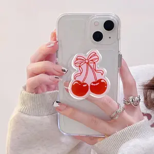 Cute GirlyCherry Grip, Pink Ribbon Magnetic MagSafe Stand,Cute Magnetic Acrylic Phone Holder, Coquette Aesthetic Accessory, Gift for Her