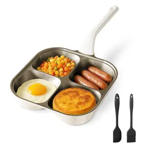 Puraville Egg Omelette Pan, 4-Cup Nonstick Titanium Ceramic Omelette Skillet Pancake Pan and Healthy Egg Cooker Suitable for Gas Stoves and Induction Cookware