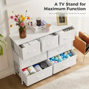 New 7 Drawers Pet Storage Furniture Fabric Drawer Storage Cabinet for Pet Toys Cloths Foods Storage Chest Organizer Units Chest of Drawers with Fabric Bins Metal Frame Lightweight Wear-Resistant for Dog Cat Pet Use Boxes