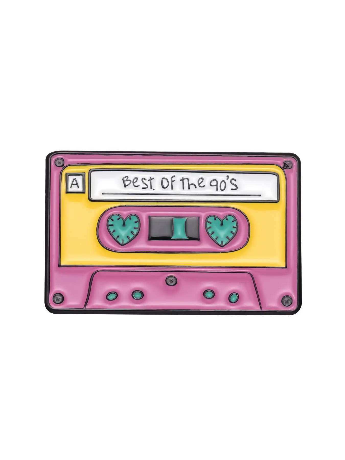 Best Of The 90s Cassette Tape Design Brooch, Vintage Pin Clothes Brooch, Clothes Accessories for Women & Men, Hearts, Fashion Accessory Alloy Brooch Pin