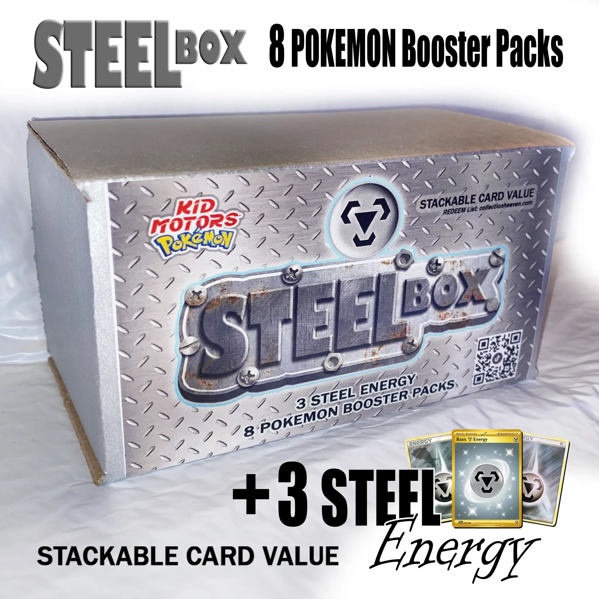 Steel Box 8 Booster Packs + 3 Steel Energy Cards