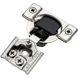 60 Pack (30 Pairs) 1/2 Inch Overlay Soft Close Hinges for Kitchen Cabinets - Satin Nickel Hidden Concealed Hinges, Stainless Steel Self Closing