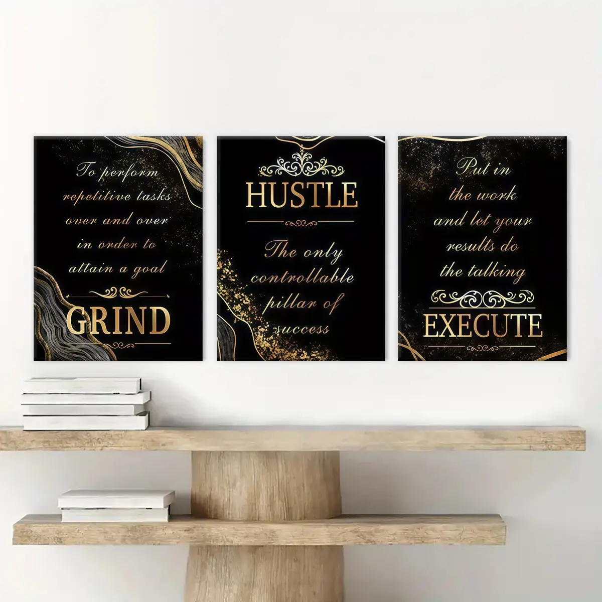 2D flat Wall decor framed 3-Piece Wooden Framed Black Gold Texture Canvas Wall Art, Inspirational Modern Wall Decor, Fashionable Home Poster for Living Room, Bedroom & Office 2D flat Wall decor framed 3-Piece Wooden Framed Black Gold Texture Canvas Wall Art, Inspirational Modern Wall Decor, Fashionable Home Poster for Living Room, Bedroom & Office