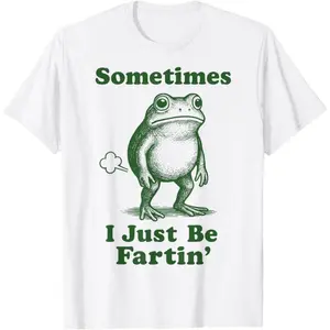 Sometimes I'm Just Farting Frog T-Shirt - 100% Ultra-Soft Cotton Unisex Fit Cartoon Comfort Tee for Casual Wear Skeleton vintage graphic star Slim Long Sleeve T-Shirt wizard Deep V-Neck T-Shirt merch Cow Print Summer Casual T-Shirt