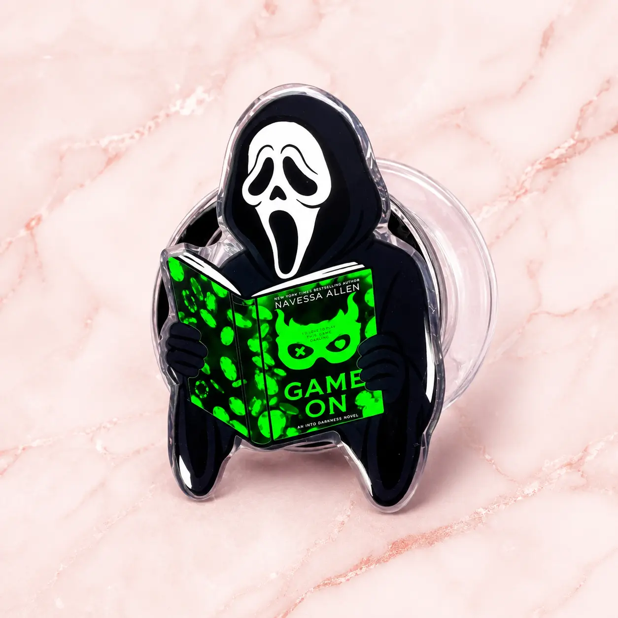 Neon Trippy Ghostface Horror Magnetic Phone Grip Holder | Spooky Acrylic Phone Stand