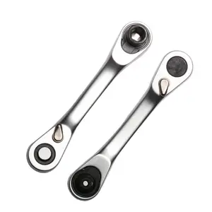 Silver Ratchet Wrench 1/4 Inch Mini Double Headed 72 Tooth Drive Socket (Bits Not Included), Ratchet Set Rotator Practical Accessories Tool, 5 Degrees Quick Install Release Wrench tool