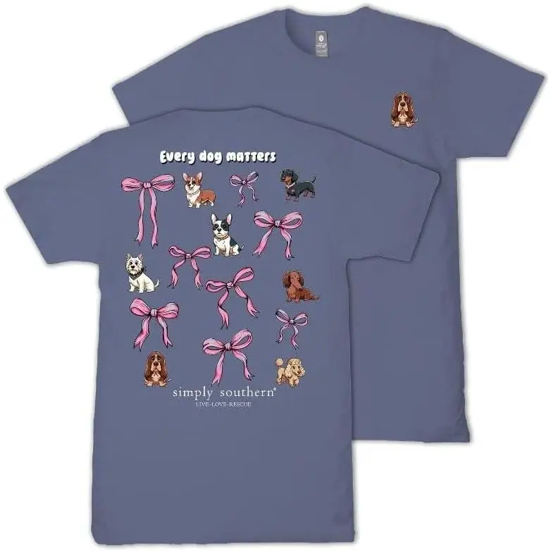 Simply Southern Every Dog Matters - Pink Bows - Adult T-shirt
