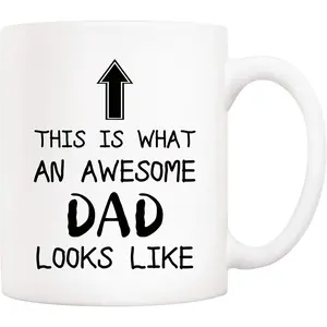 Christmas Gift Funny Dad Coffee Mug, This is what a cool dad looks like, 11 oz creative mug, suitable for children, daughters, sons, birthday gifts for fathers, husbands, and men.