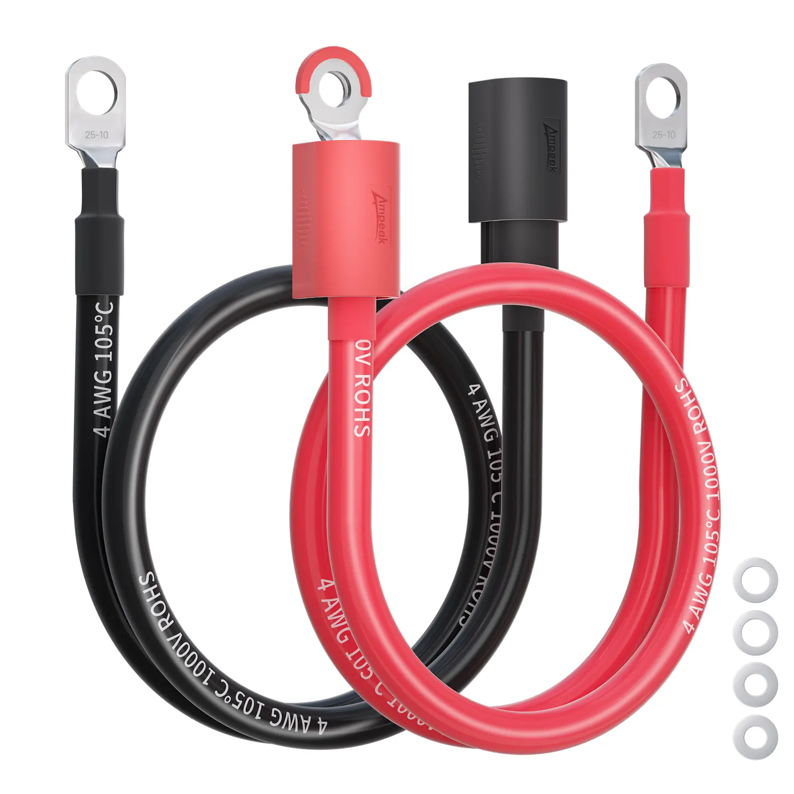 Ampeak 4AWG Spark-free Safety Battery Inverter Cable Set 3/8" M10