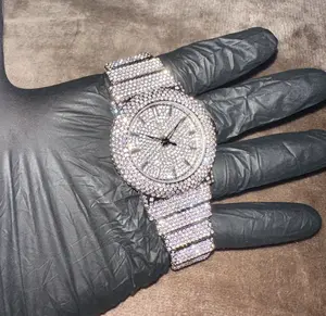 Men's Round Luxury Diamond Watch - Fully Iced-Out Bling Dial Diamond Bezel