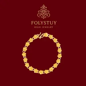 [7.8inch by 8mm Flower Bracelet]【FOLYSTUY (YNW12)】Flower Bracelet Bracelet Fashion Unisex Accessory for Women and Men Daily Wear Elegant Design