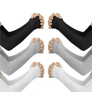 3/6 Pairs UV Protection Cooling Arm Sleeves Compression Sun Sleeves for Men Women - Black+White+Gray
