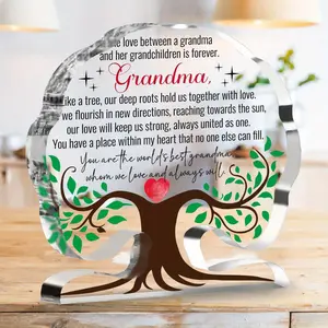 Acrylic Tree Design Plaque, 1 Count Grandma Gift, Acrylic Table Ornament for Living Room Bedroom, Unique Gift for Grandma, Decor