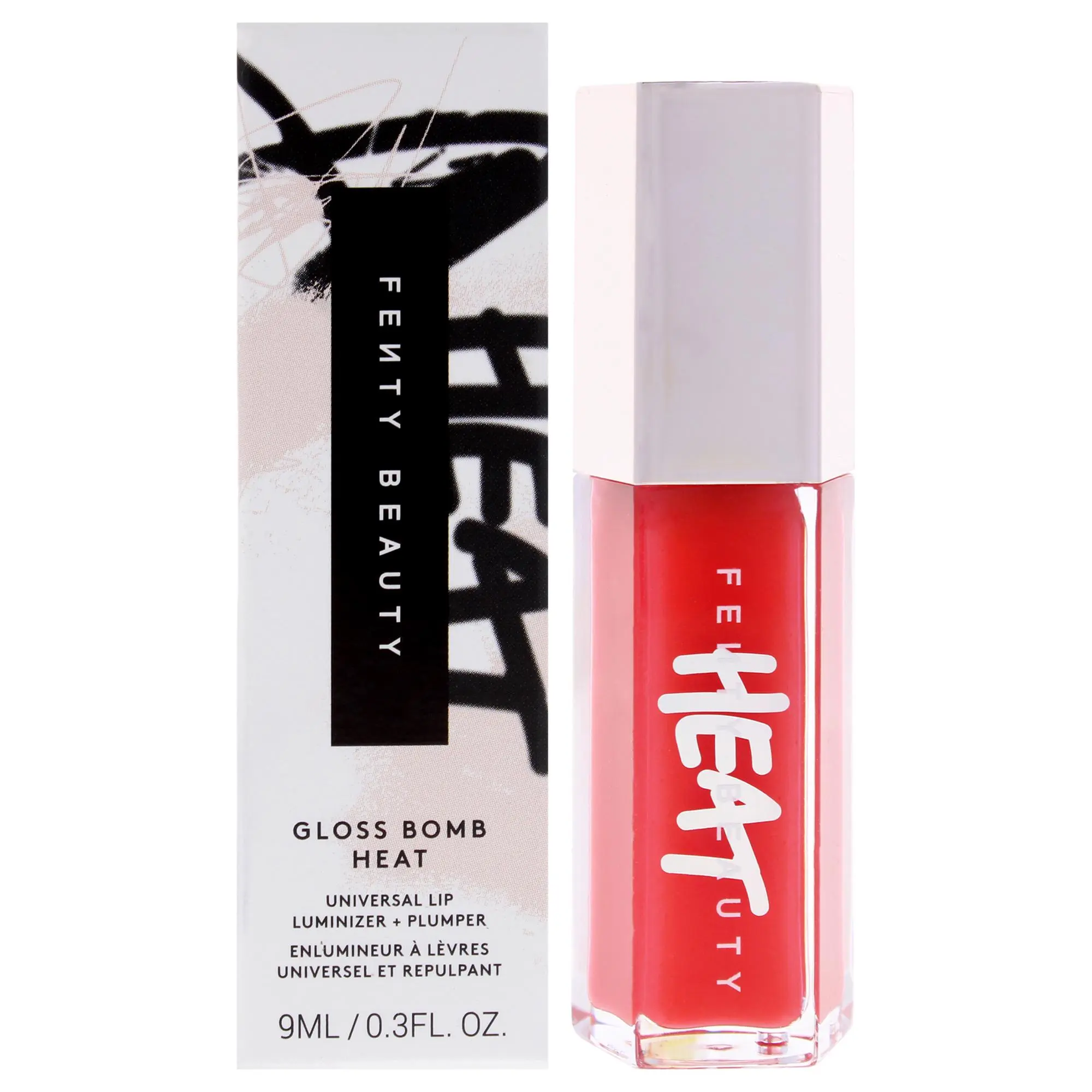 Fenty Beauty Gloss Bomb Heat Universal Lip Luminizer Plus Plumper - 01 Hot Cherry, Glossy Women's Makeup Lip Gloss - 0.3 oz