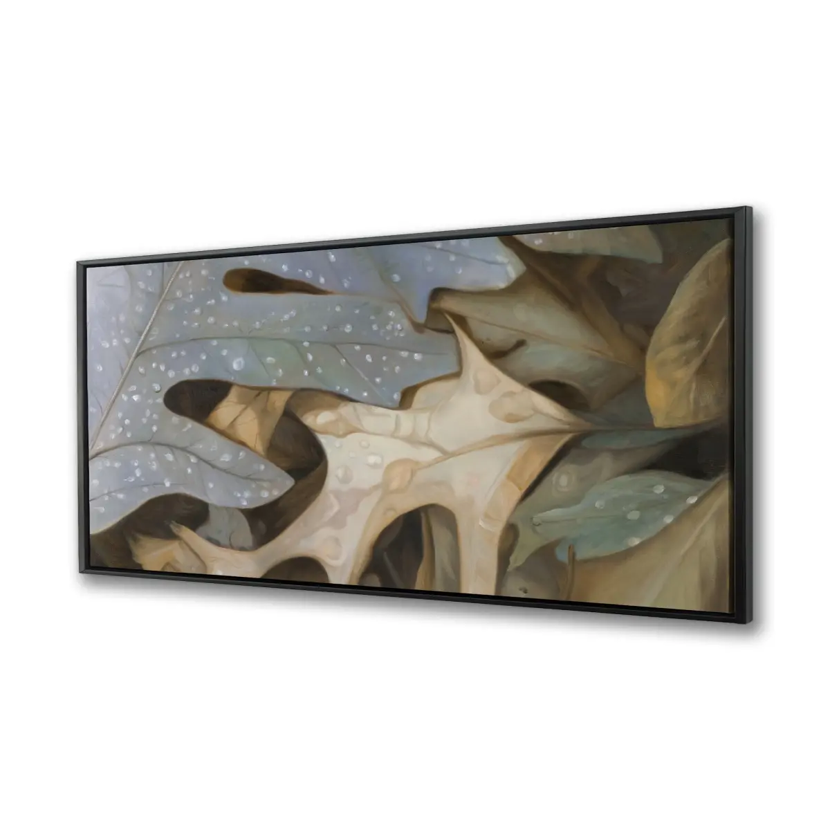 360-Stand Framed Wall Art - 24"x48" Durable Artistic Fall Leaves Flowers Print, Farmhouse Home Decor for Living Room, Ideal Gift