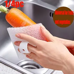1/4pc multi-functional fruit and vegetable cleaning brush, a flexible and reusable multi-color vegetable and fruit cleaner, a food-safe kitchen tool, Cleaning Supplies, suitable for cleaning apples, cucumbers, sinks, cutting boards and hard-to-reach areas