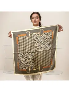 Retro Style Geometric Thousand Bird Pattern Printed Square Scarf Men's Scarf 27 inch Elegant Women's Headscarf Hair Accessories Big Handkerchief Windproof and Warm Decorative Scarf Suitable for Casual Weekend Beach Vacation Fashion Accessories