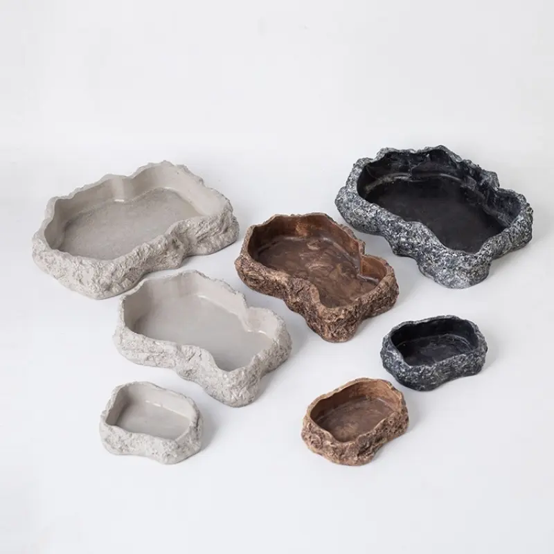 Reptile Food Bowl Water Dispenser Bathing Tub for Bearded Dragon Leopard Gecko Snake Pet Feeding & Hydration & Bathing Station