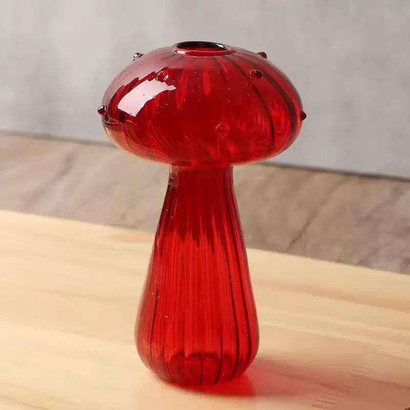 5-Pack Cute Mushroom Glass Vase Set, Mini Ribbed Mushroom Bud Vases, Colorful Aesthetic Tabletop Decor, Fairycore Home Decor for Bedroom and Living Room