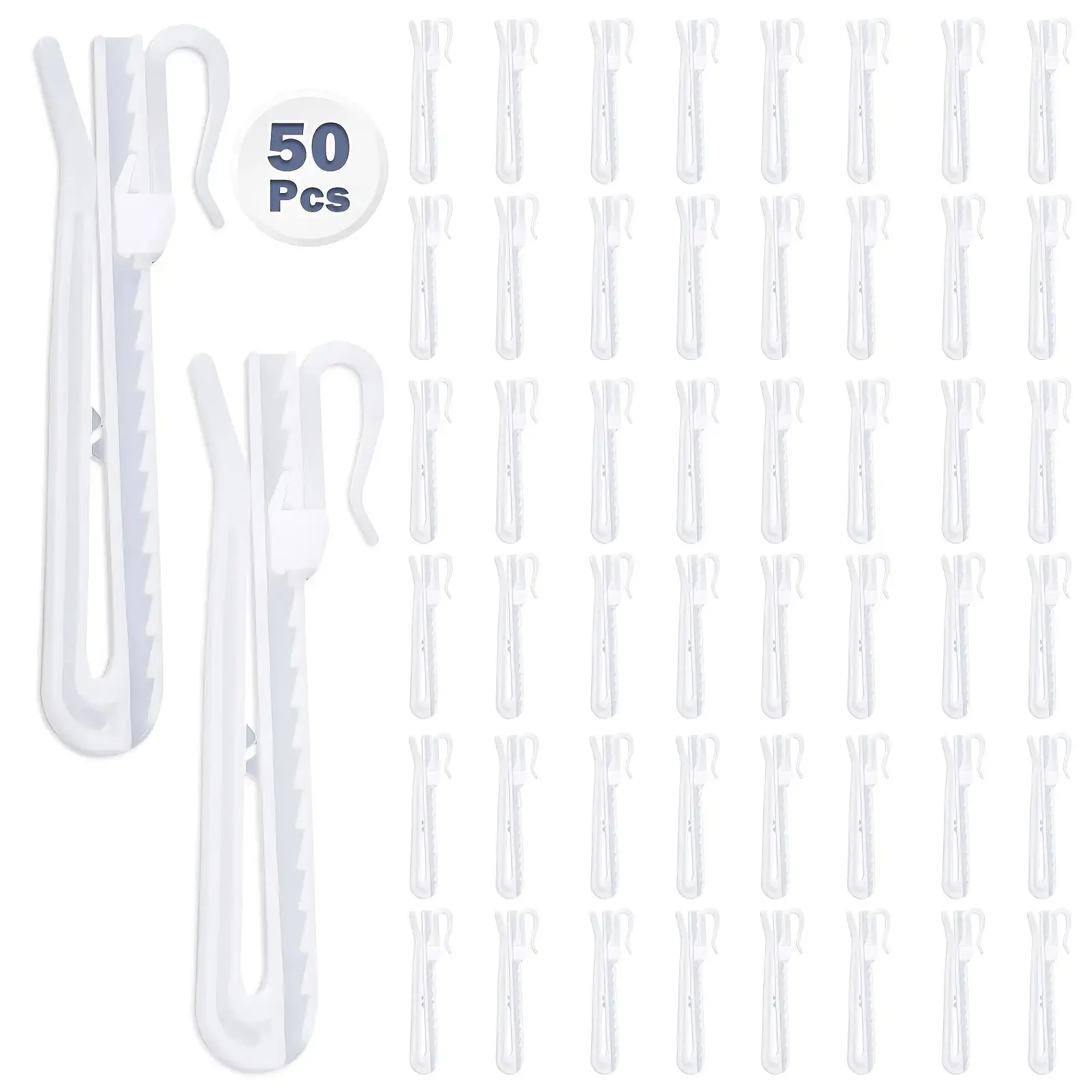 50/100/150Pcs Plastic Adjustable Pinch Pleat Hooks, Heavy Duty Curtain Pins for Pleated Drapes, Window & Shower Curtains
