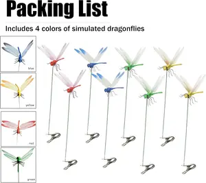 12 Pcs 3D Fake Dragonfly Rod-Clips | Garden Metal Bug Repellent, Bird & Fly Deterrent, Indoor & Outdoor Creative Home Decor Decoration Decorative Plants Accessory Magical Ornaments Hangable Landscape Hanging