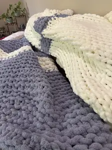Handmade Cozy Blanket Classic Personalized Crochet Bulky Blanket Customizable Colors 3.5'x4' Wide 5'9"x6' Long Warmth Comfort Versatile Home Decor