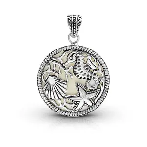 Bali Artisan Sterling Silver Sea Life Pendant with Mother of Pearl