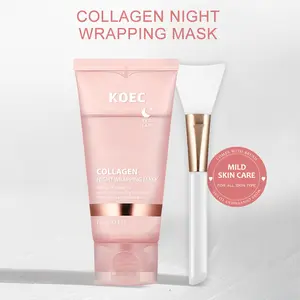 Collagen Night Wrapping Mask - Hydrating Overnight Poreless Brightening Peel Off Face Mask | Morning Shed, Glazed Radiance Skincare, Hyaluronic Acid Skin Repair for Elasticity, Comfort Pink Glow
