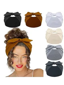6Pcs Elegant Rabbit Ear Knot Headbands, Soft and Stretchy Extra Wide Headbands, Non-Slip Headbands, Fitness Headbands, Hair Accessories