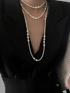 Elegant Pearl Necklace with Faux Pearls (4-8mm), Layered Necklaces, Stylish Jewelry Accessory for Women, Perfect Gift Idea for Any Occasion, Jewelry Design