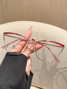 Fashion Cat Eye Frame Eyeglasses, Casual Anti- Light Eyeglasses for Women & Girls, Fashion Eyeglasses for Work, Daily Clothing Decor, for Student Daily Use, Eyeglasses Frames