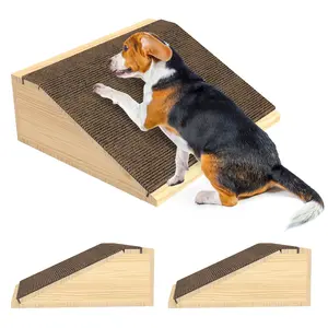 2 PCS Dog Ramp for Stairs with Anti-Slip Brown Carpet, Lightweight Wooden Pet Ramp Suitable for Small & Medium Dogs, Portable Dog Stairs to Assist Elderly and Injured Pets