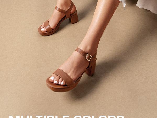 DREAM PAIRS Women's Platform Heels Block Chunky Open Toe Ankle Strap Heel Fashion Wedding Party Dress Sandals Shoes  Girl Summer Flatform Pu Parent Footwear comfy  sandals