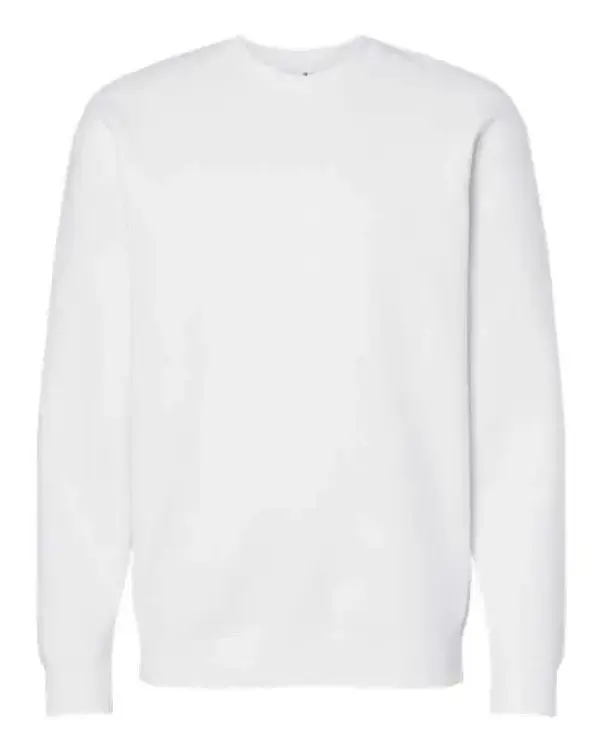 Men's Heavyweight Fleece Cotton Longsleeves Pullover - Round Neck, Plain Casual White Menswear Top