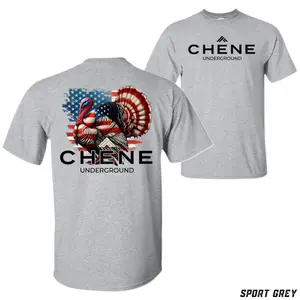 Chene Turkey Hunting T-Shirt – American Flag Wild Gobbler Graphic, Patriotic Outdoor Lifestyle Wear for Spring Turkey Hunters and Southern Hunting Fans