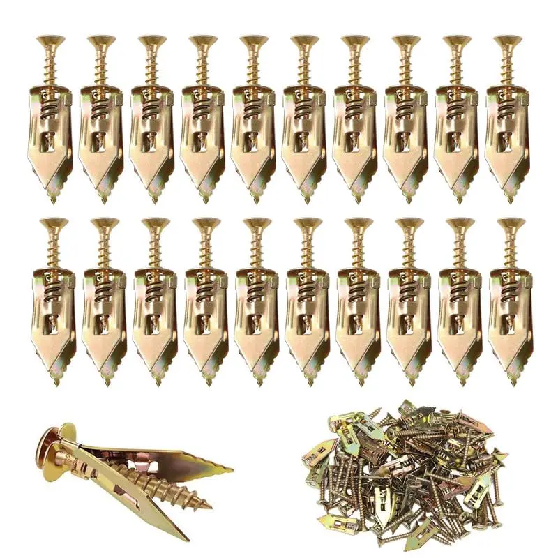 120PCS/200PCS Self-Drilling Drywall Anchors Kit No Drill Needed Easy Hang for Home & Office Includes 100 Anchors 100 Screws for Quick Install Adjustable Hooks & Bracket