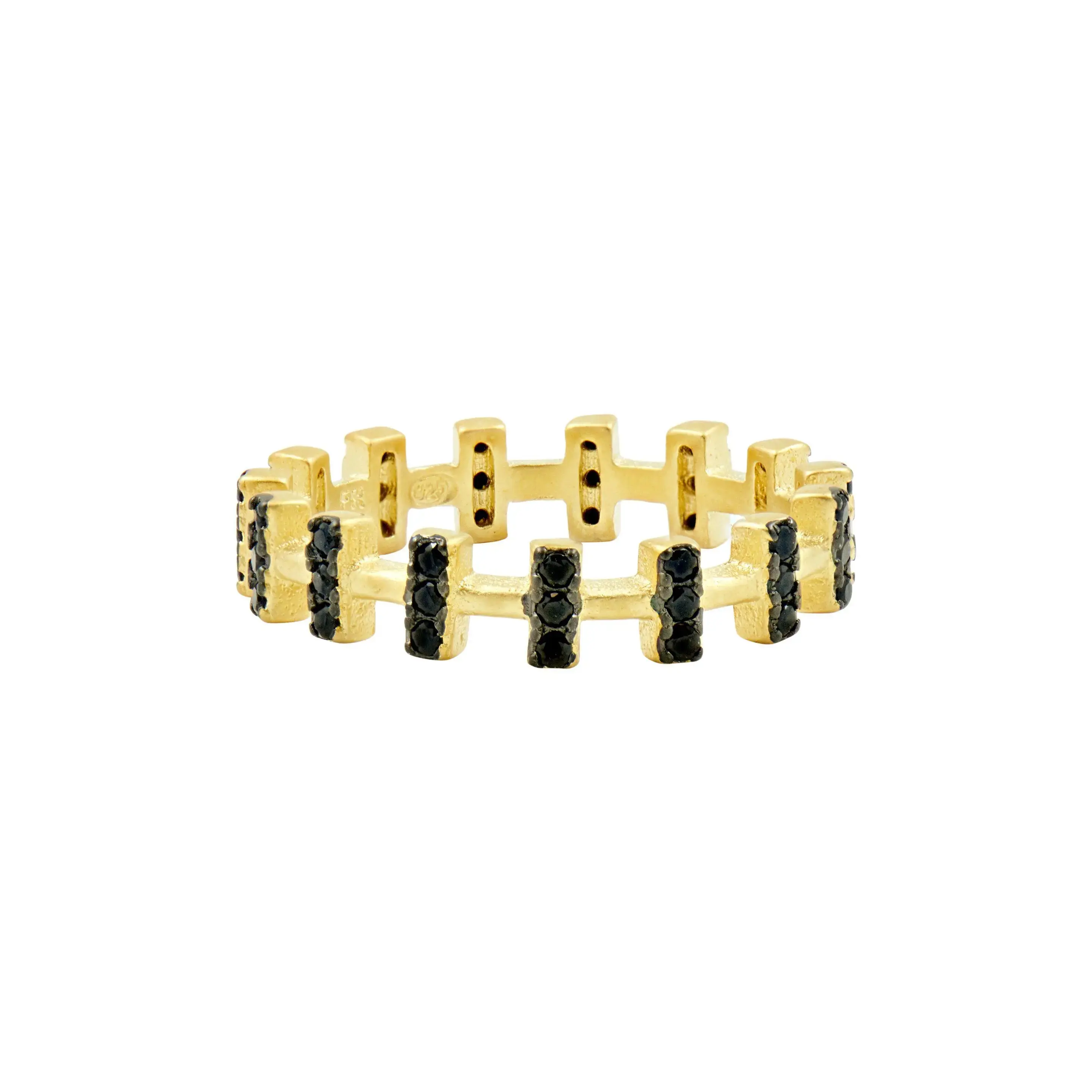 FREIDA ROTHMAN Handset Black Stone Bar Ring