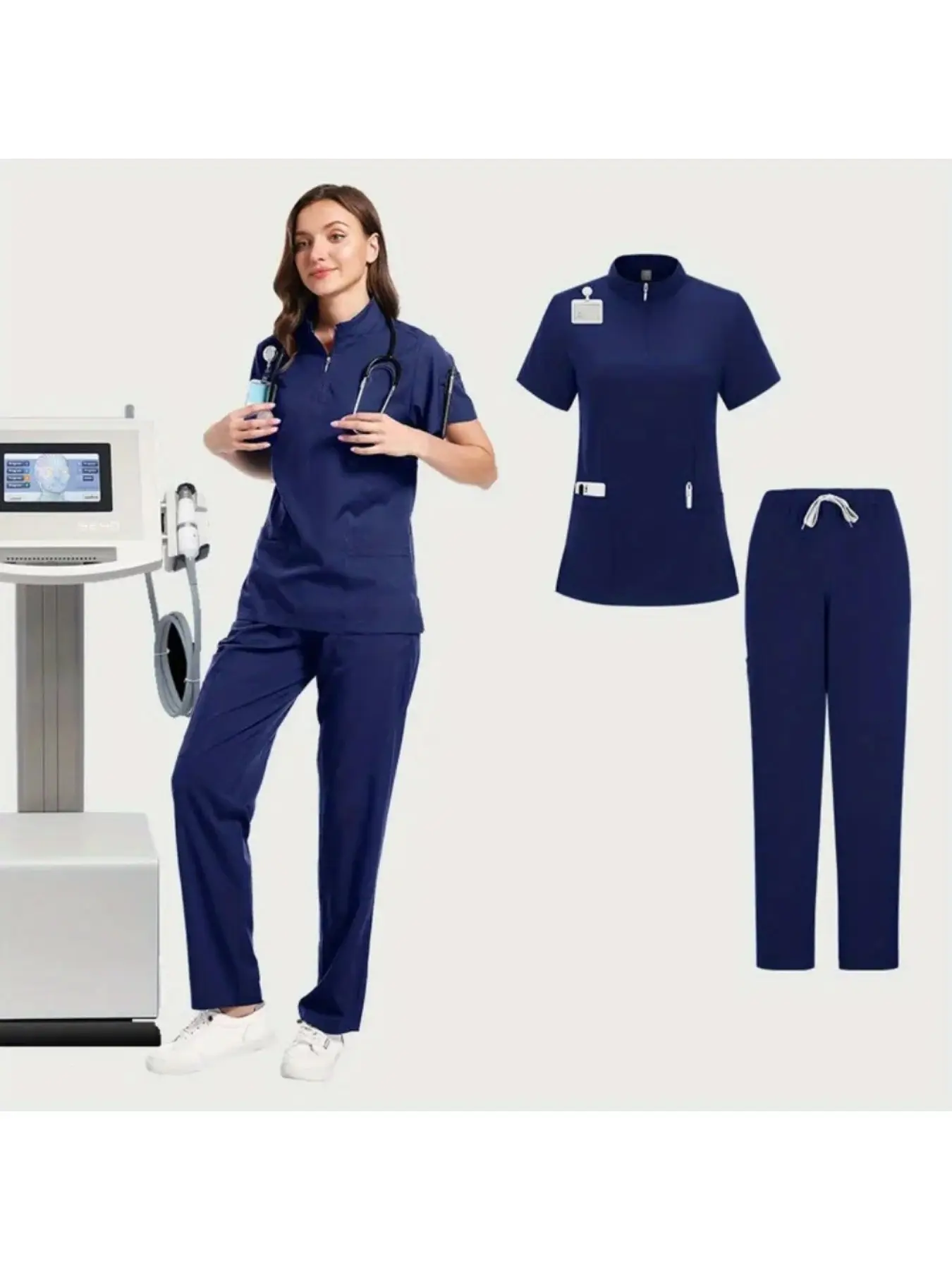 Doctor Nurse Uniforms Woman Scrub Set Beauty Salon Work Wear Scrubs Top-Pants Spa Nursing Tunic Suit Workwear