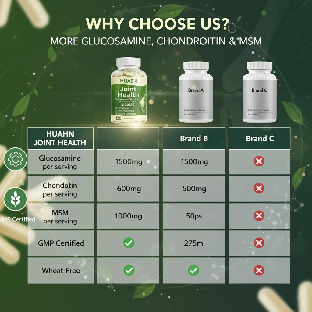 HUAEN 3100mg Joint Support - Ultimate 7-in-1 Formula for Joint Strength & Flexibility - Relieve Knee & Bone Discomfort - Advanced Glucosamine & Chondroitin Complex - 120ct