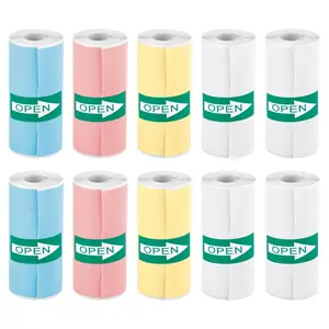3/5/10 Rolls 57x25mm Color Self-Adhesive Thermal Printer Paper, Portable for Android iOS, Photos, Notes, Halloween, Party Stickers, Christmas Decorations